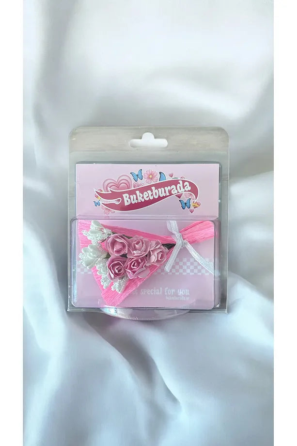 Pembe Mini Buket Hot Flowers Gül Kutusu Sevgiliye Hediye