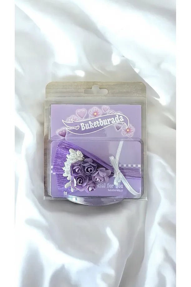 Mor Mini Buket Hot Flowers Gül Kutusu Sevgiliye Hediye