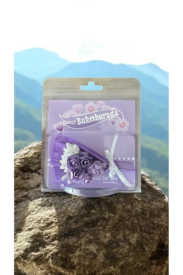 Mor Mini Buket Hot Flowers Gül Kutusu Sevgiliye Hediye