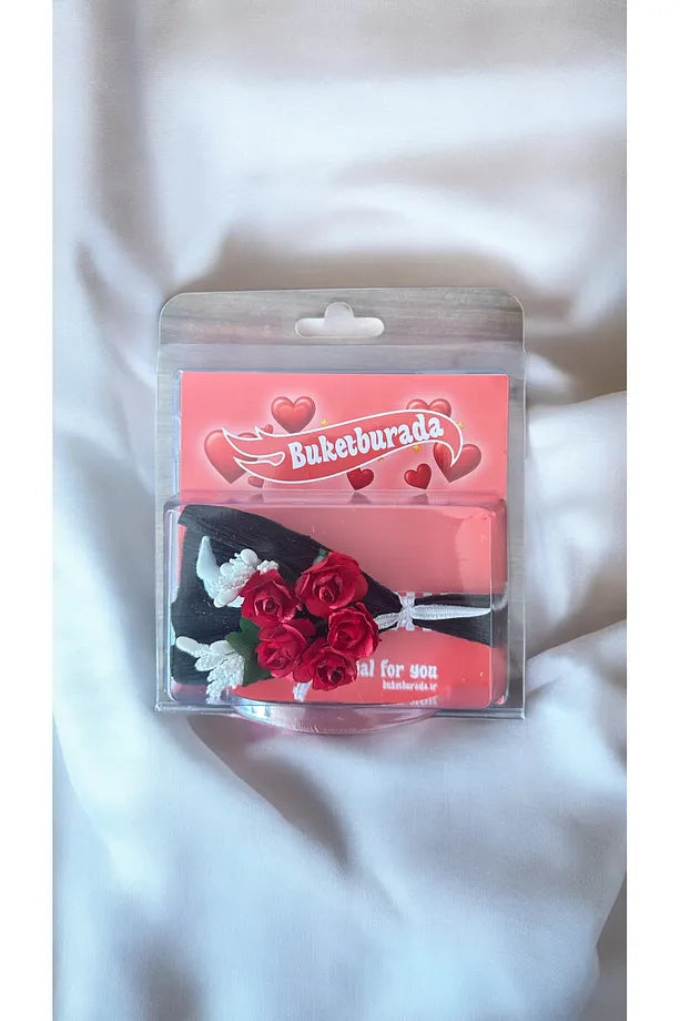 Kırmızı Beyaz Mini Buket Hot Flowers Gül Kutusu Sevgiliye Hediye