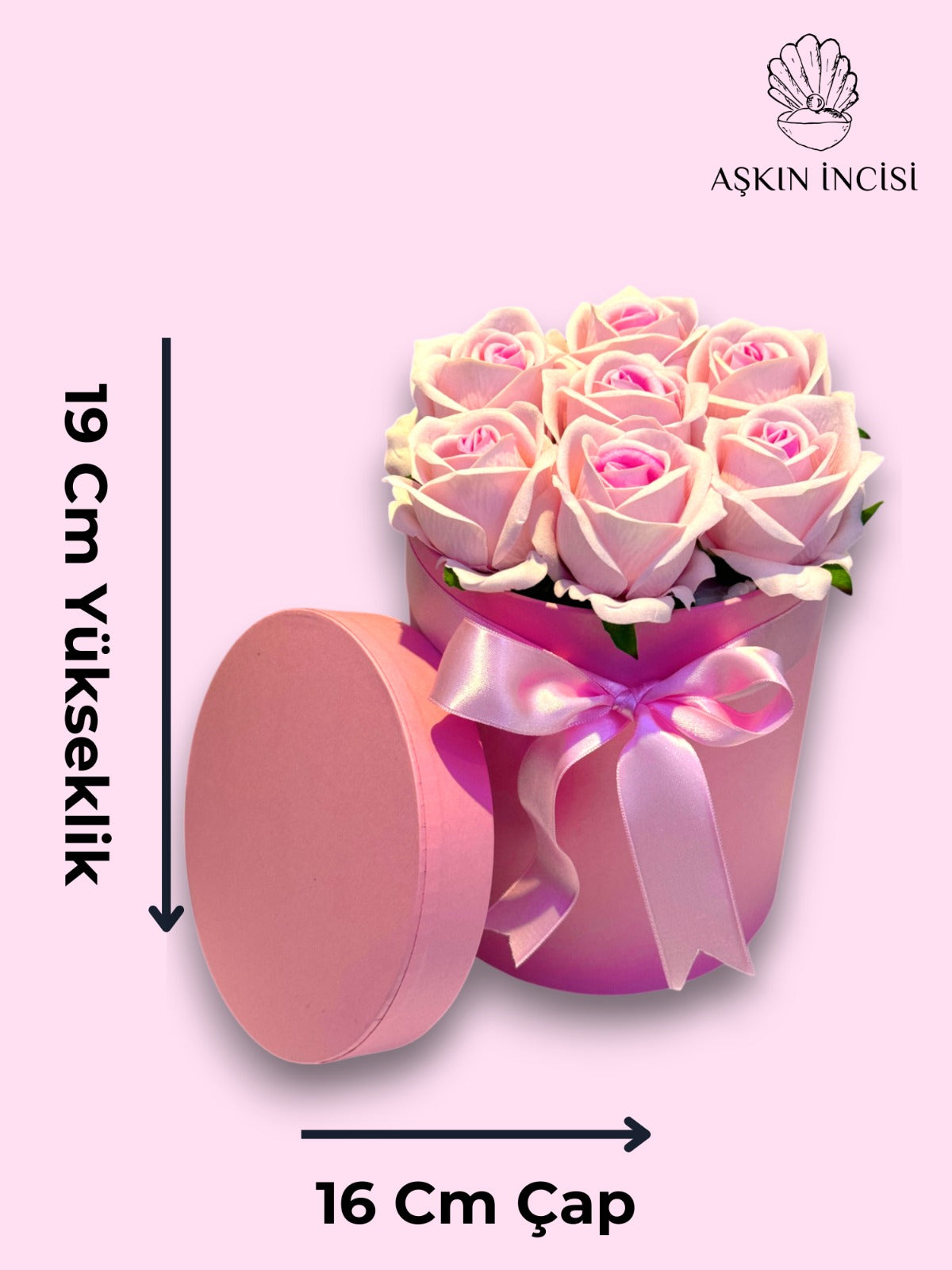 Sevgiliye Özel Hediyelik Gül Kutusu – Pembe Yapay Gül - Aşkın İncisi